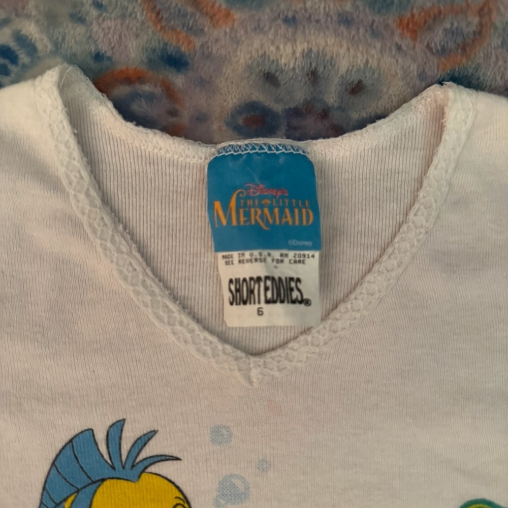 Disney The Little Mermaid Sleepwear T-shirt Youth Size 6 Vintage - Picture 4 of 10